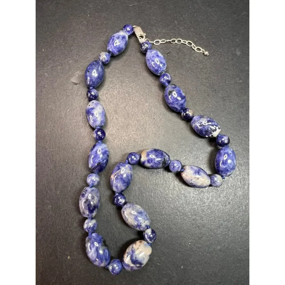 NEW sodalite necklace and bracelet with sterling silver clasp
